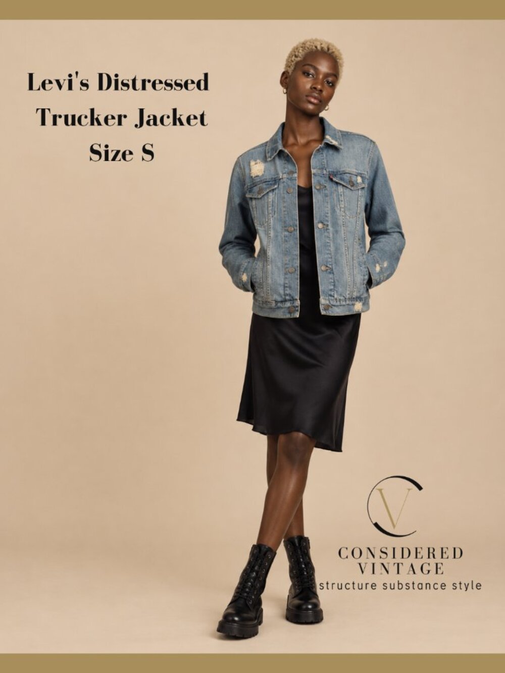 Levi’s- Classic Light Blue Distressed Denim Trucker Jacket